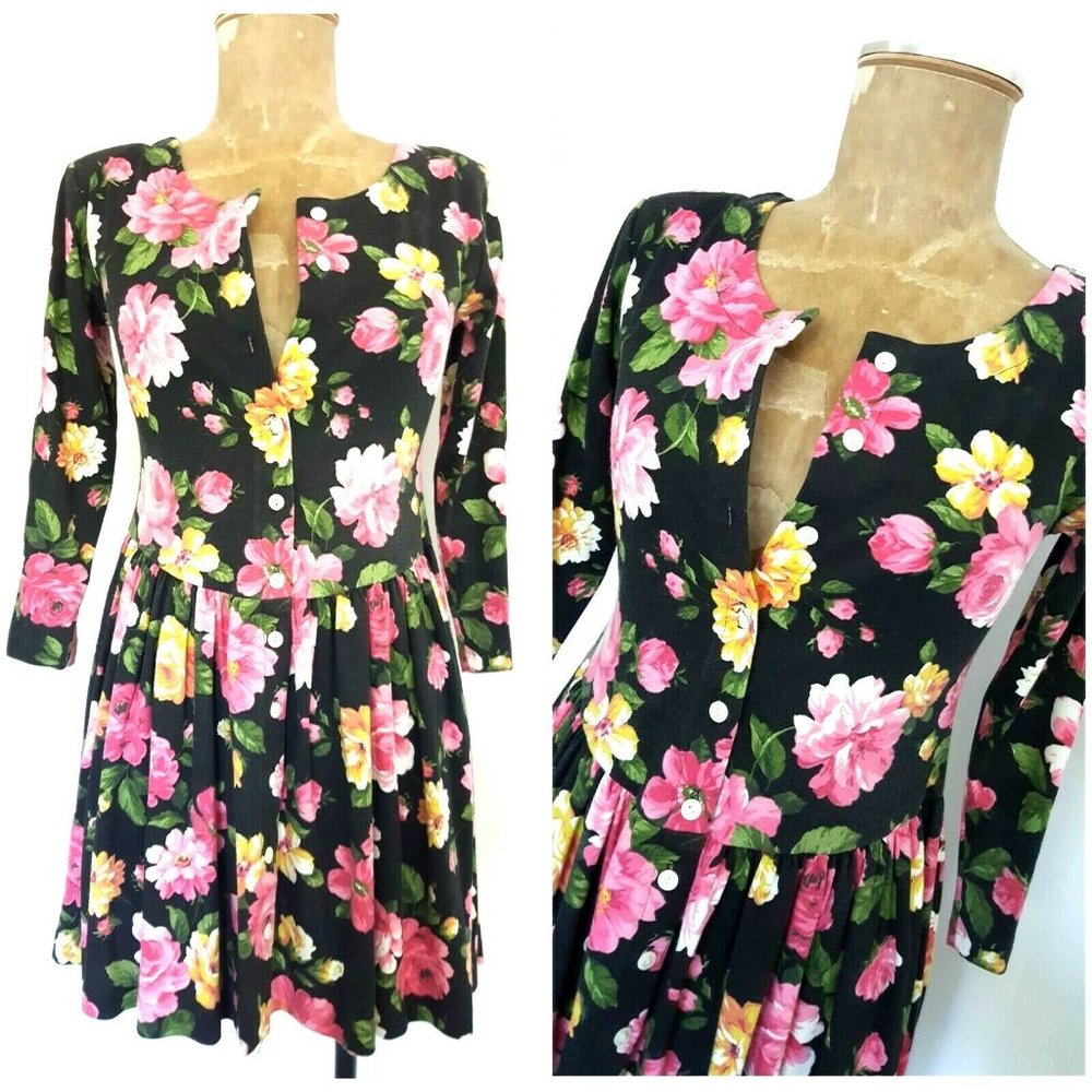 Vintage 80s Cottage Core Mini Dress Size XSmall